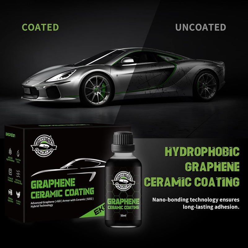 EKSPOLAN Graphene Ceramic Coating for Cars (50ml) - 10H Graphene Coating for Car Detailing-5+ Years Protection, Hydrophobic, Scratch & UV Resistant, High GlossFinish - Professional-Grade Car Detailing Kit - Image 2